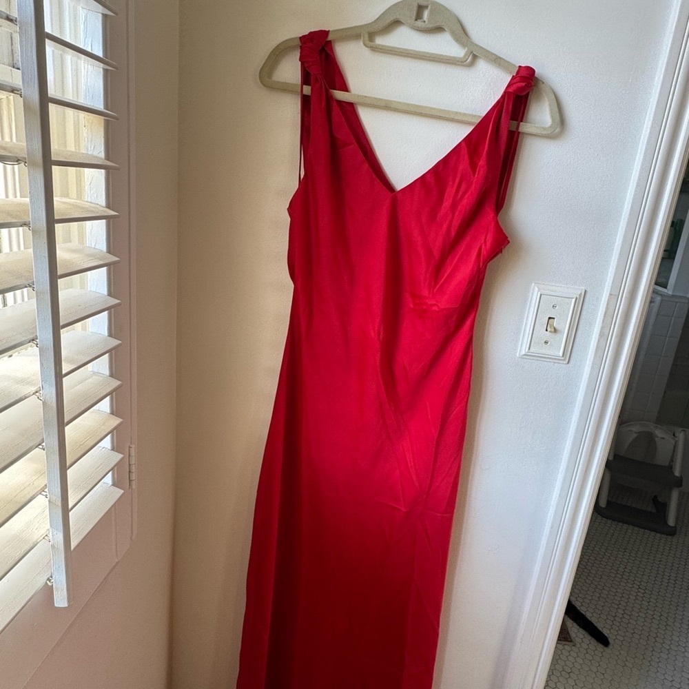 Red Silk Sleeveless Dress